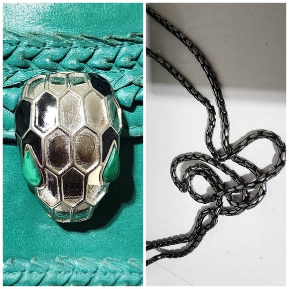 SOLD***Authentic BVLGARI Plissé Serpenti Forever Flap Bag Green - Picture 13 of 16